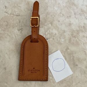 Louis Vuitton Tan/Brown Leather Luggage Tag with Gold Buckle